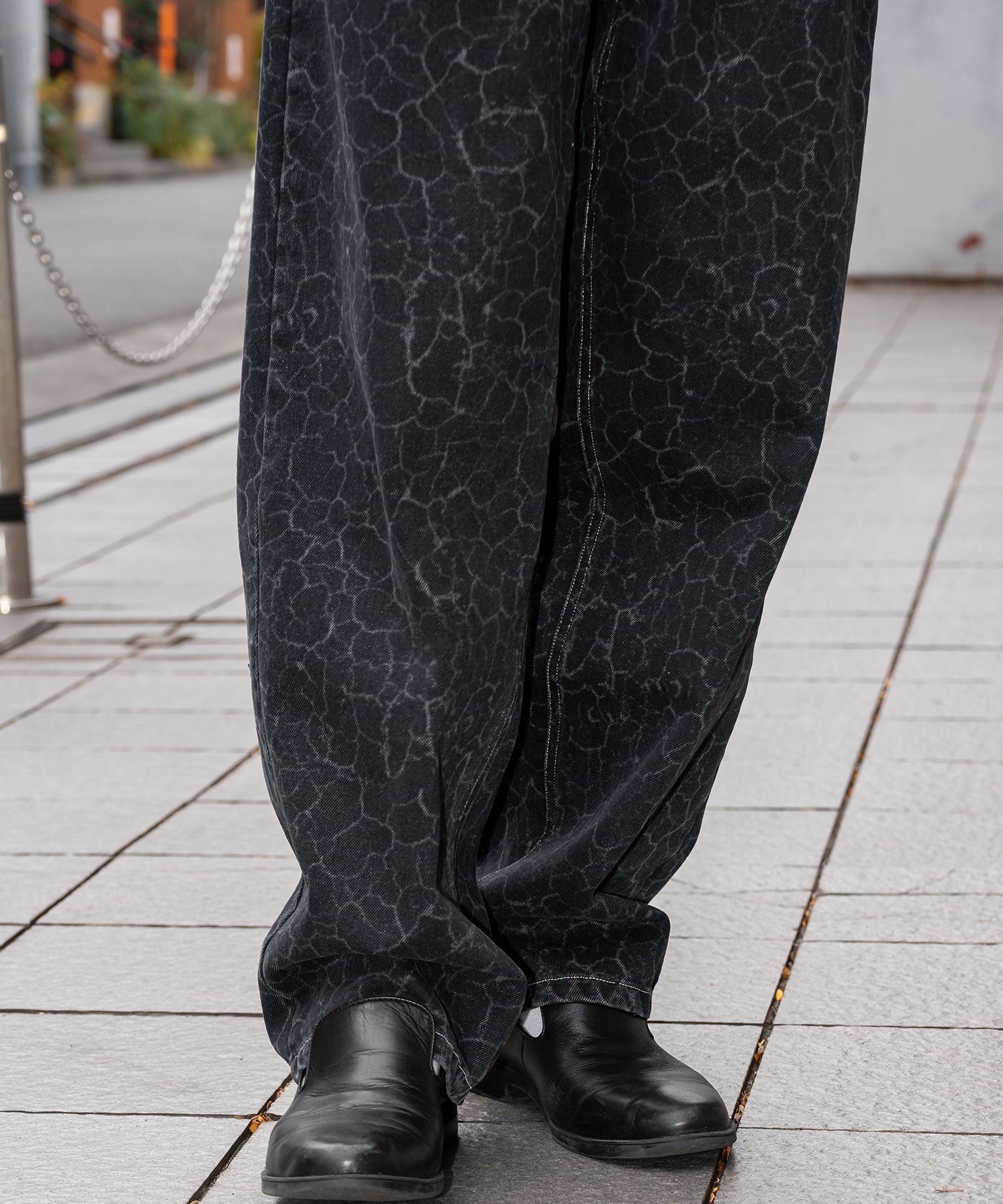 Laser processed denim pants