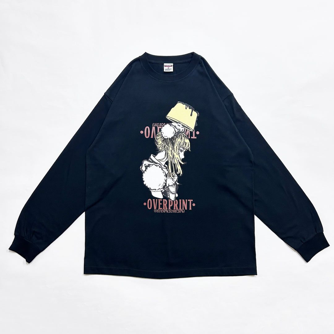 tシャツ overprint/オーバープリント/Head pudding LS Tee レディース メンズ over print (オーバープリント) Head pudding LS Tee BLACK