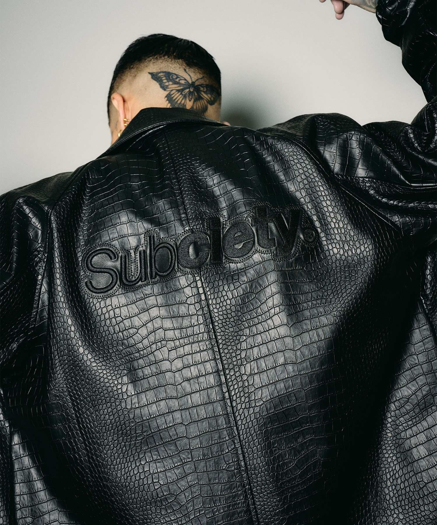 Faux leather coach jacket