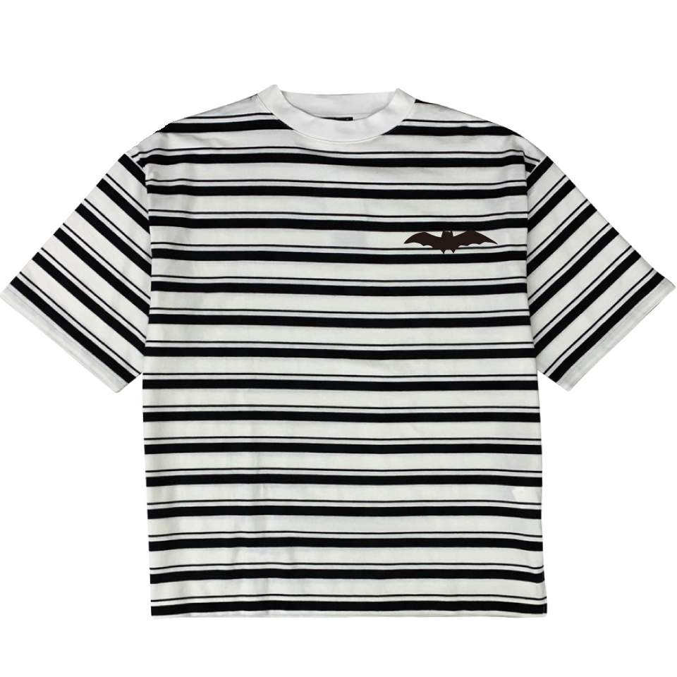rg stripe combination mock neck T