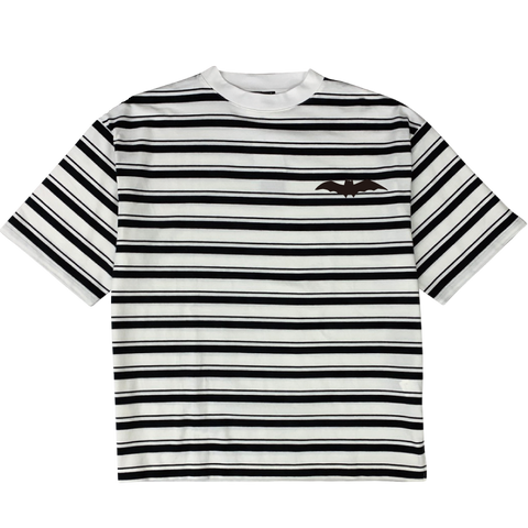 rg stripe combination mock neck T