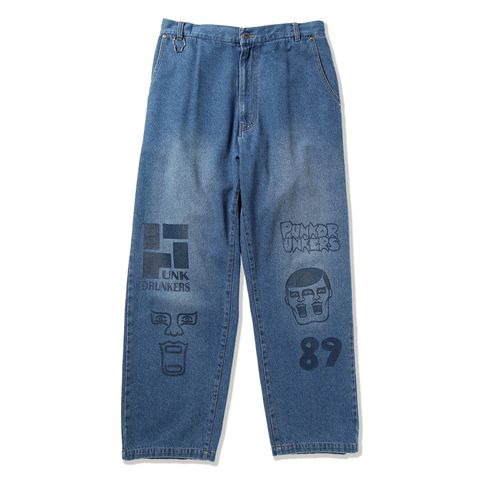 マルチプリントデニムパンツ