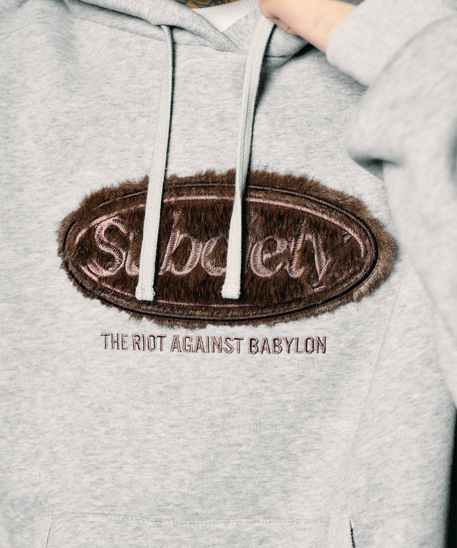 Fur patch hoodie