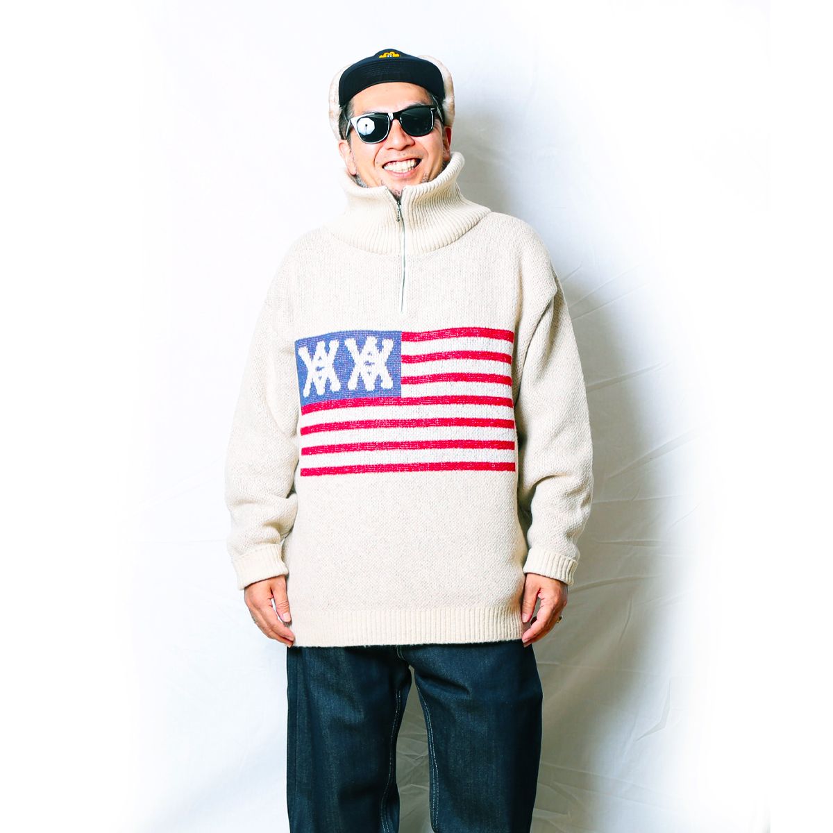 Half Zip Knit -AA Flag