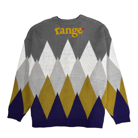 rg argyle over size knit cardigan