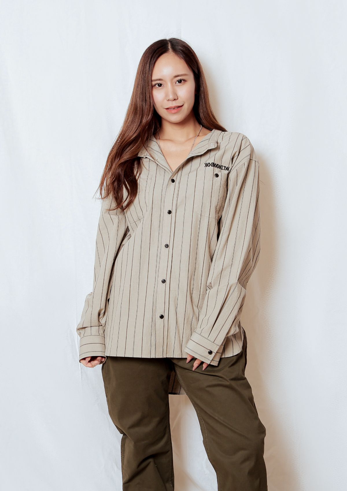 STAND COLLAR  SHIRTS -Stripe