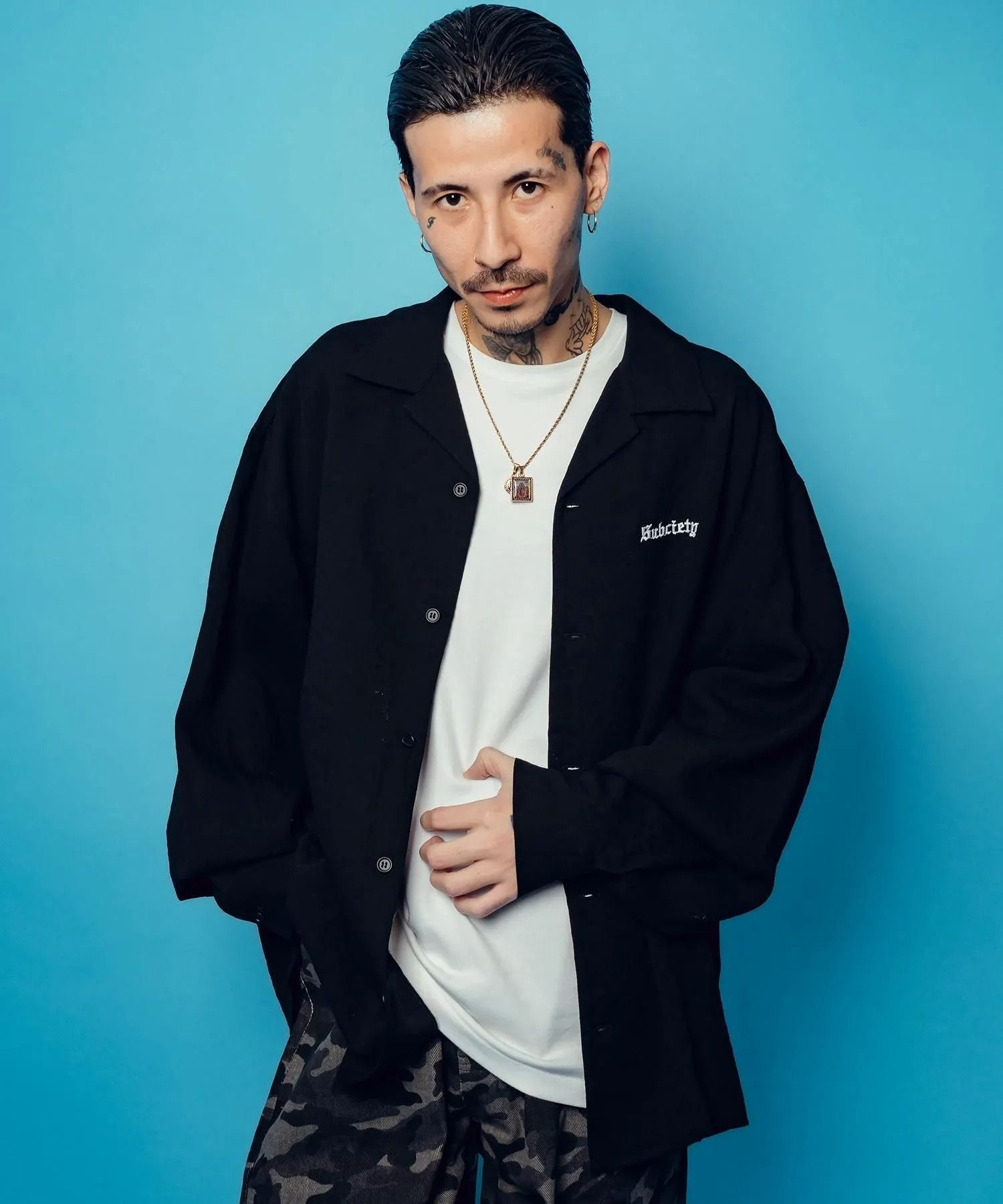 Embroidery Maria open collar shirt