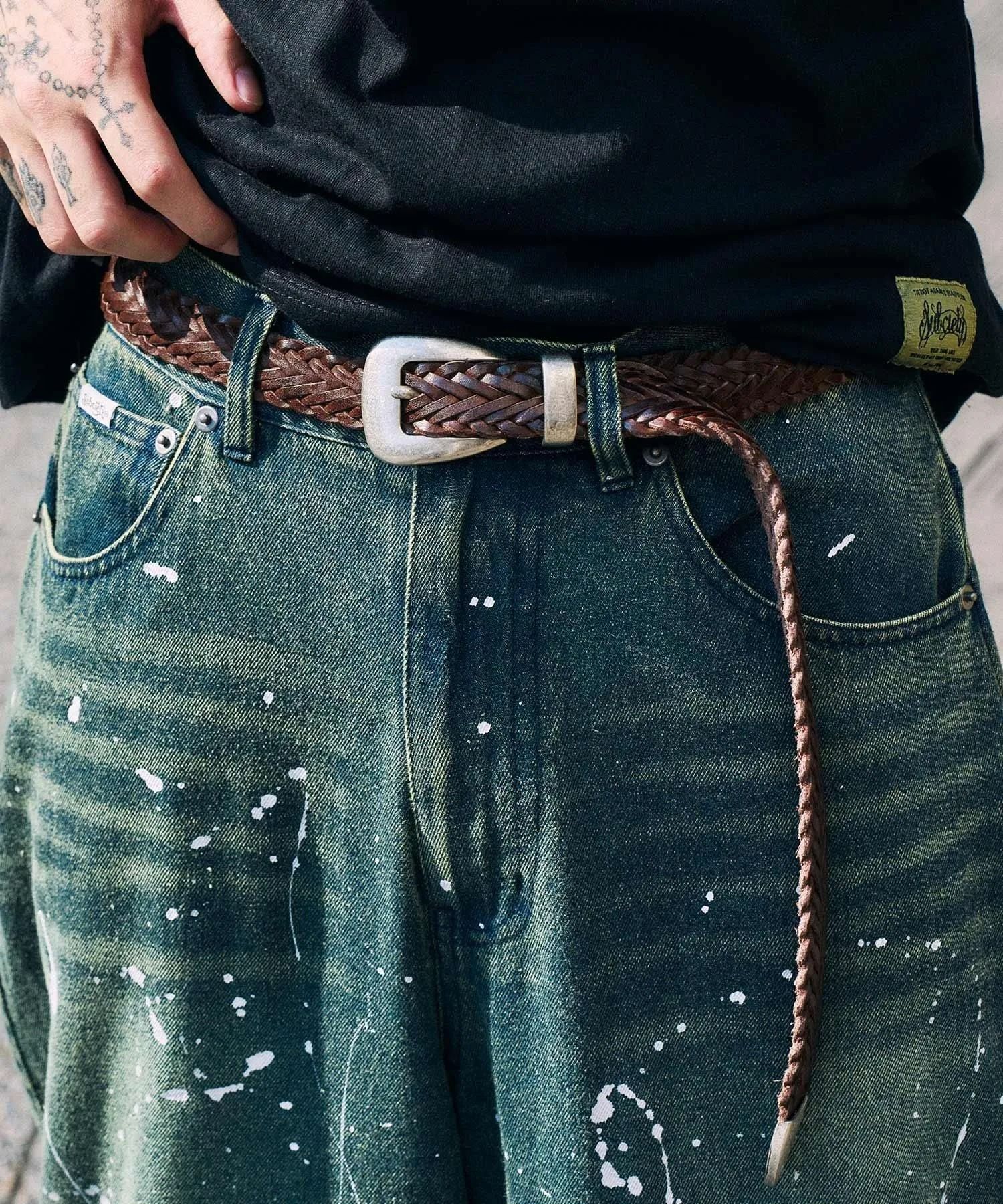 Leather mesh belt