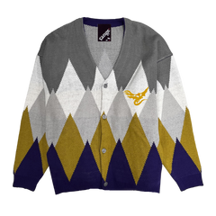rg argyle over size knit cardigan