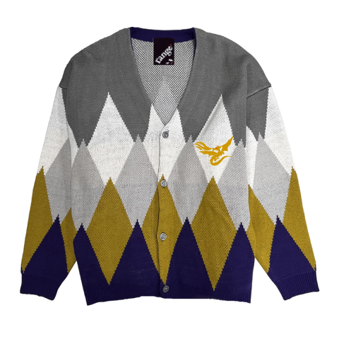 rg argyle over size knit cardigan