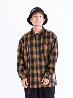 Split Zip Flannel Shirt