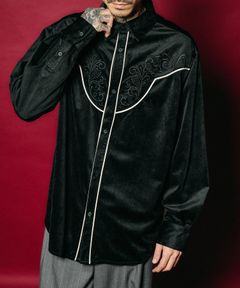 Embroidered velour western shirt
