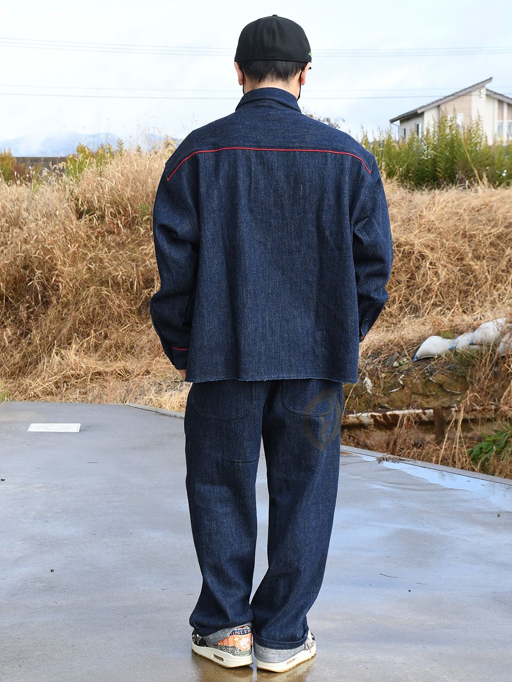 FLOWER DYED DENIM-SHIRT