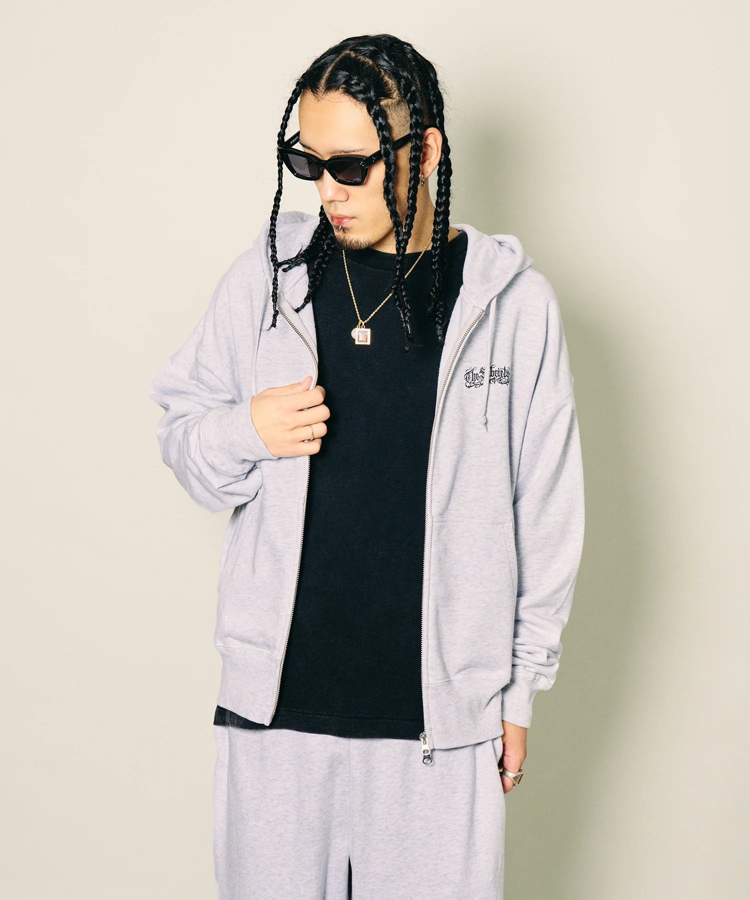Boxy double zip up hoodie