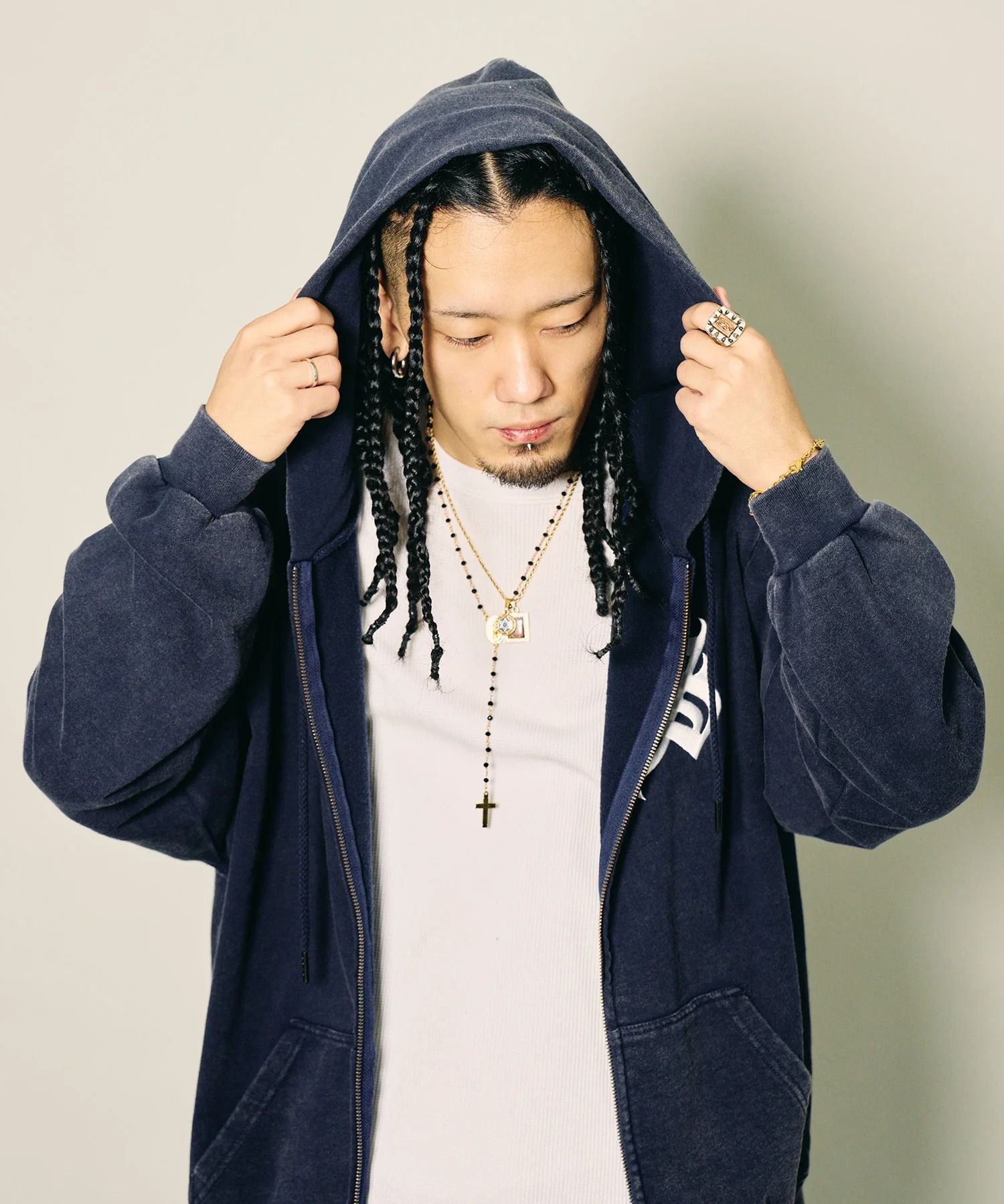 Fade wash zip hoodie