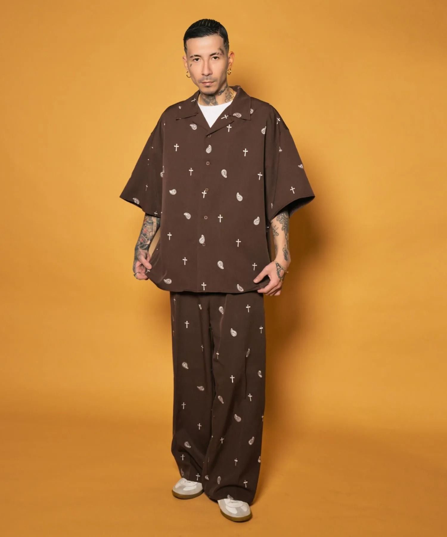 All-over embroidered pants