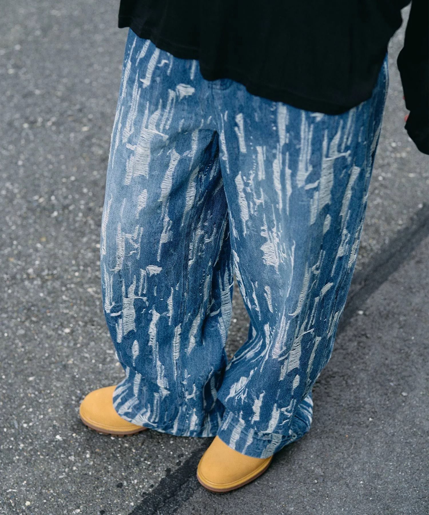 Splited denim pants