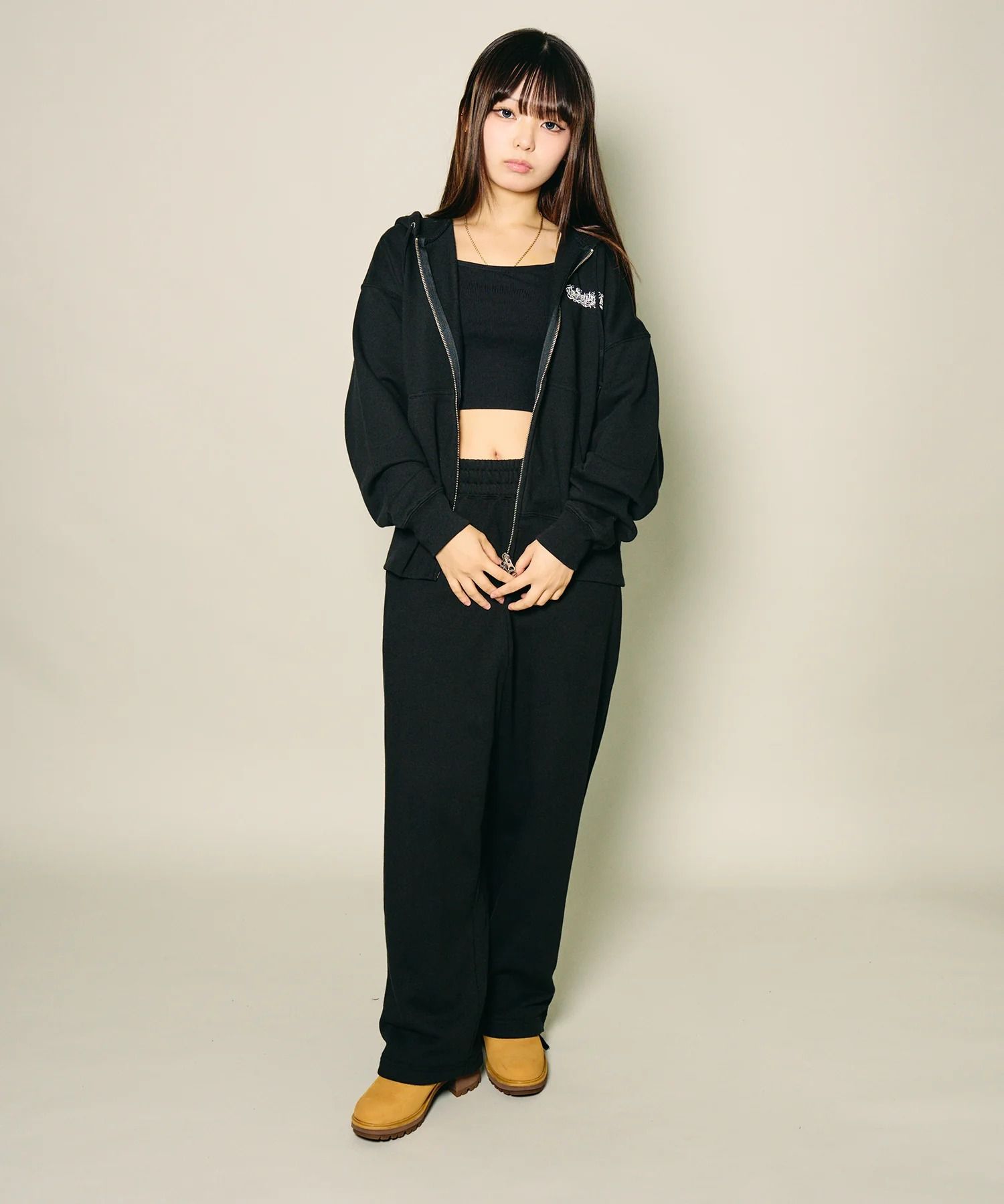 Boxy double zip up hoodie