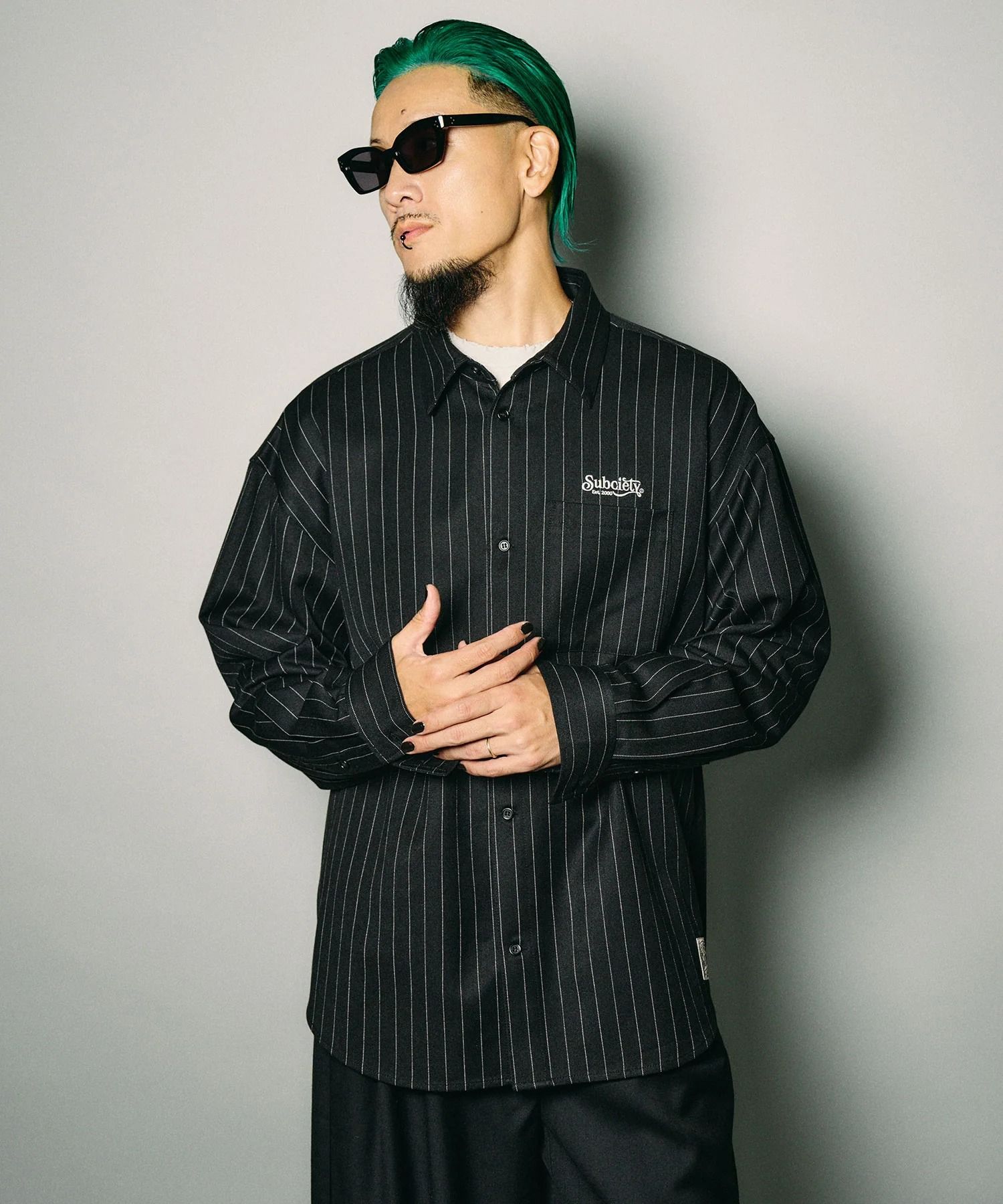Pinstripe wool-like shirt