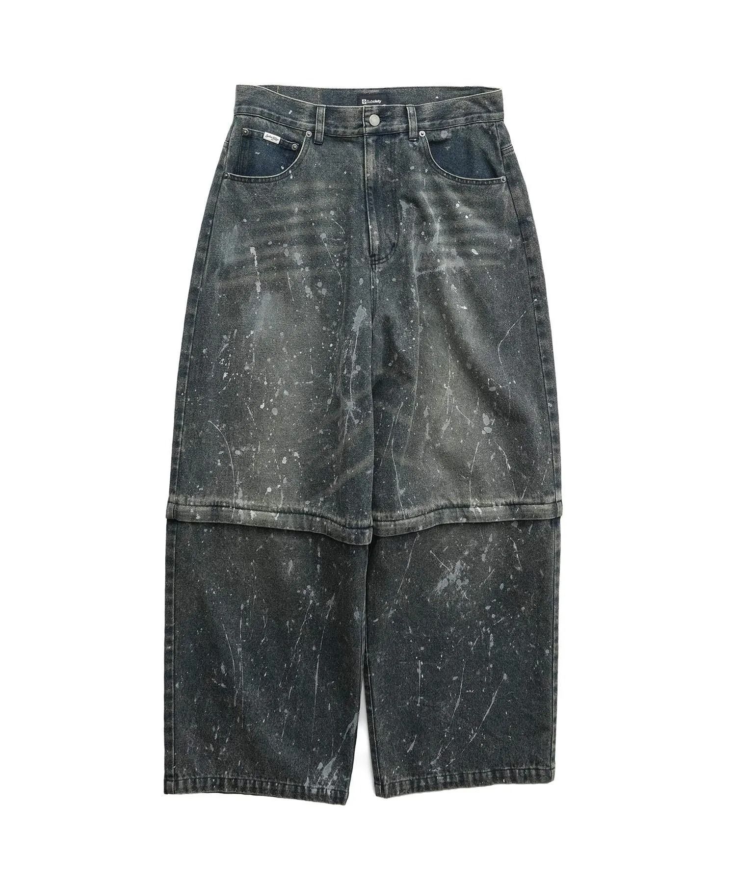 Painted 2way denim pants