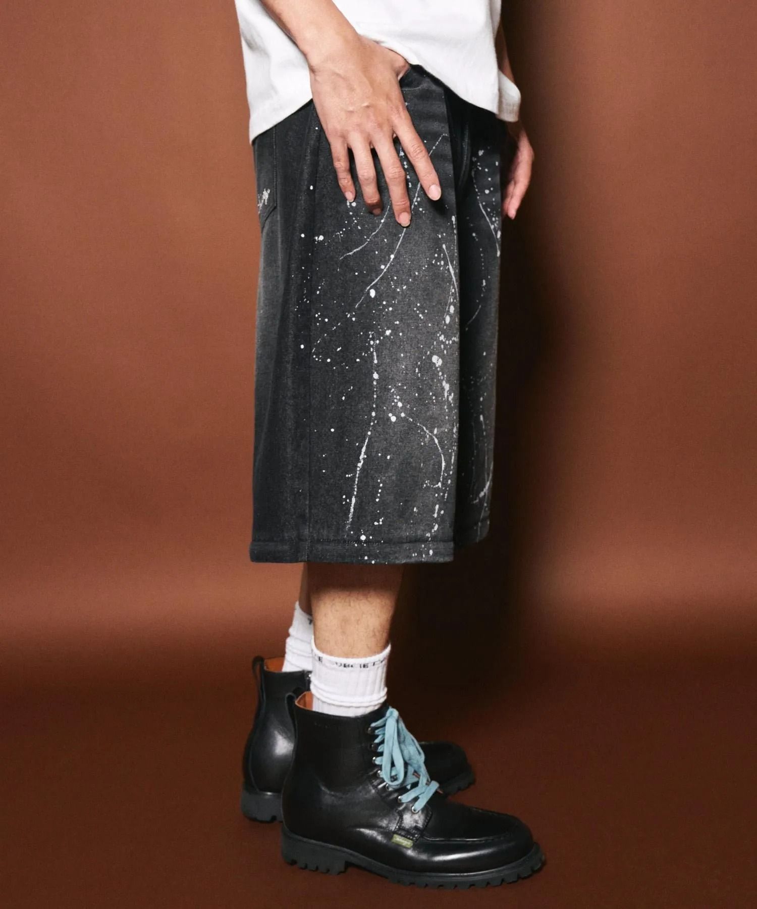 Painted 2way denim pants