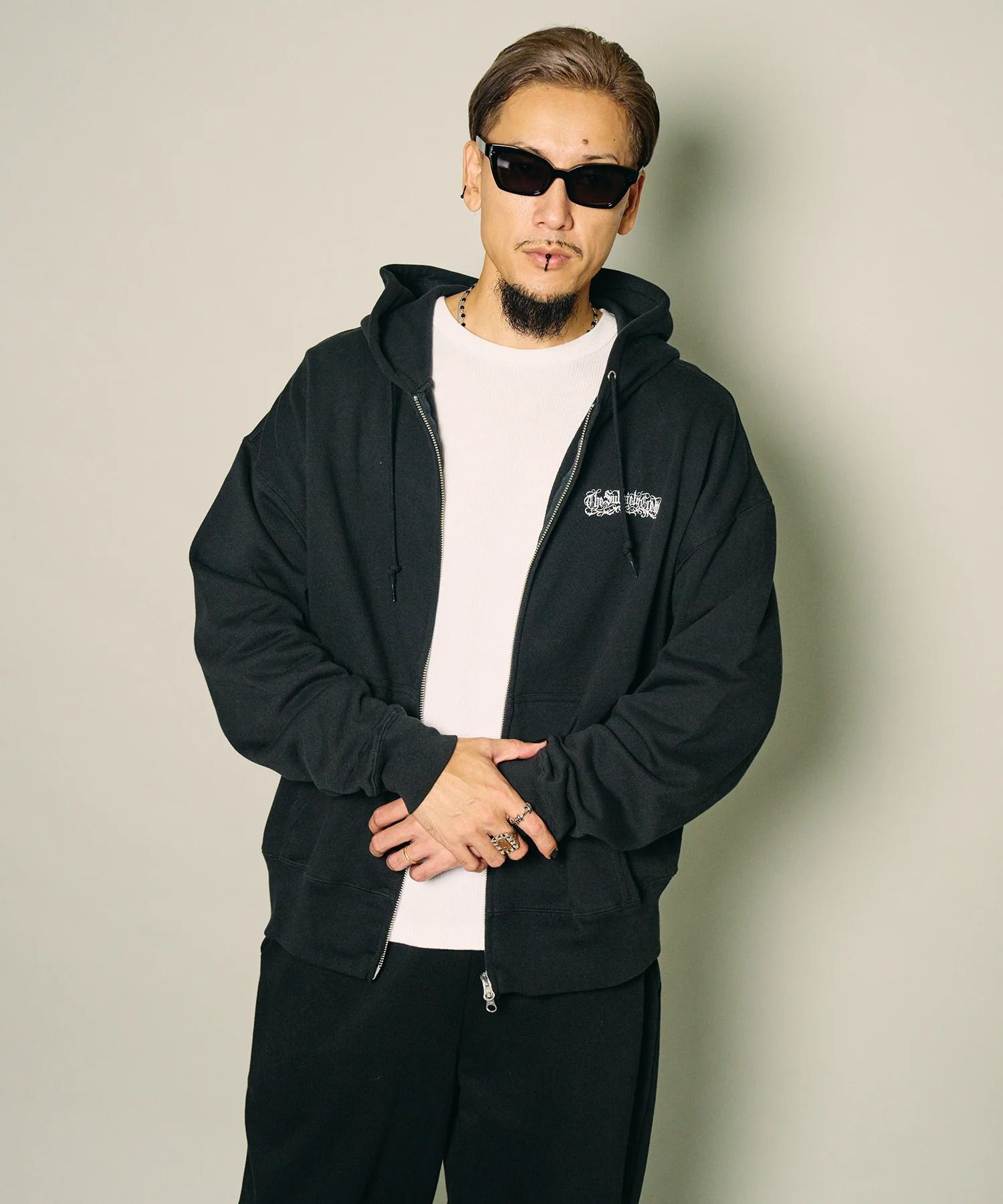 Boxy double zip up hoodie