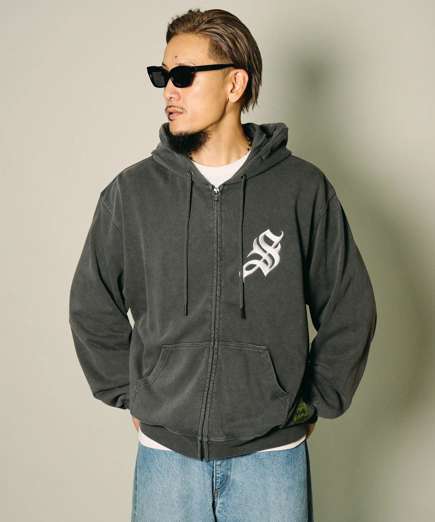 Fade wash zip hoodie
