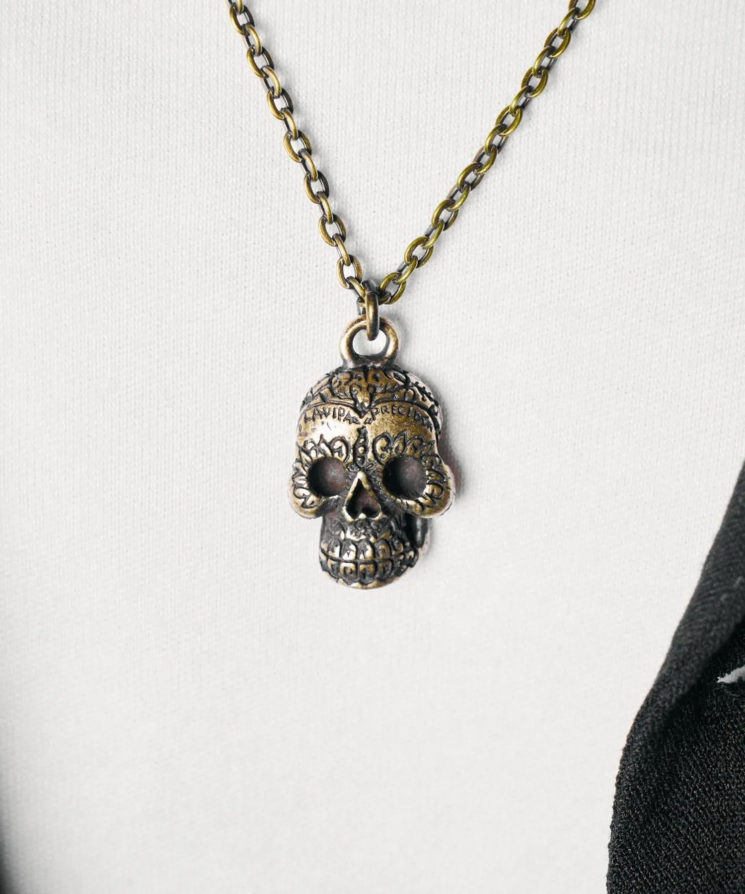 Metal necklace-mexican skull-