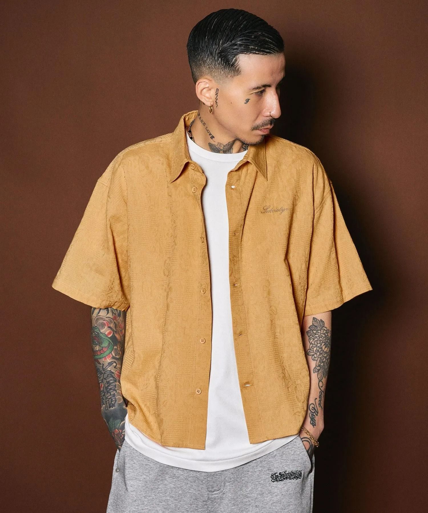 Flower jacquard shirt