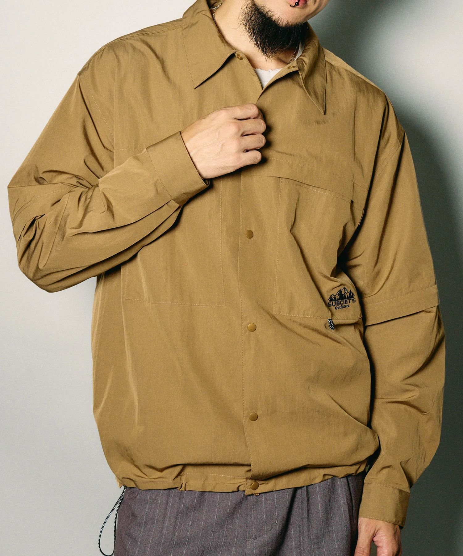 Detachable sleeve ripstop shirt