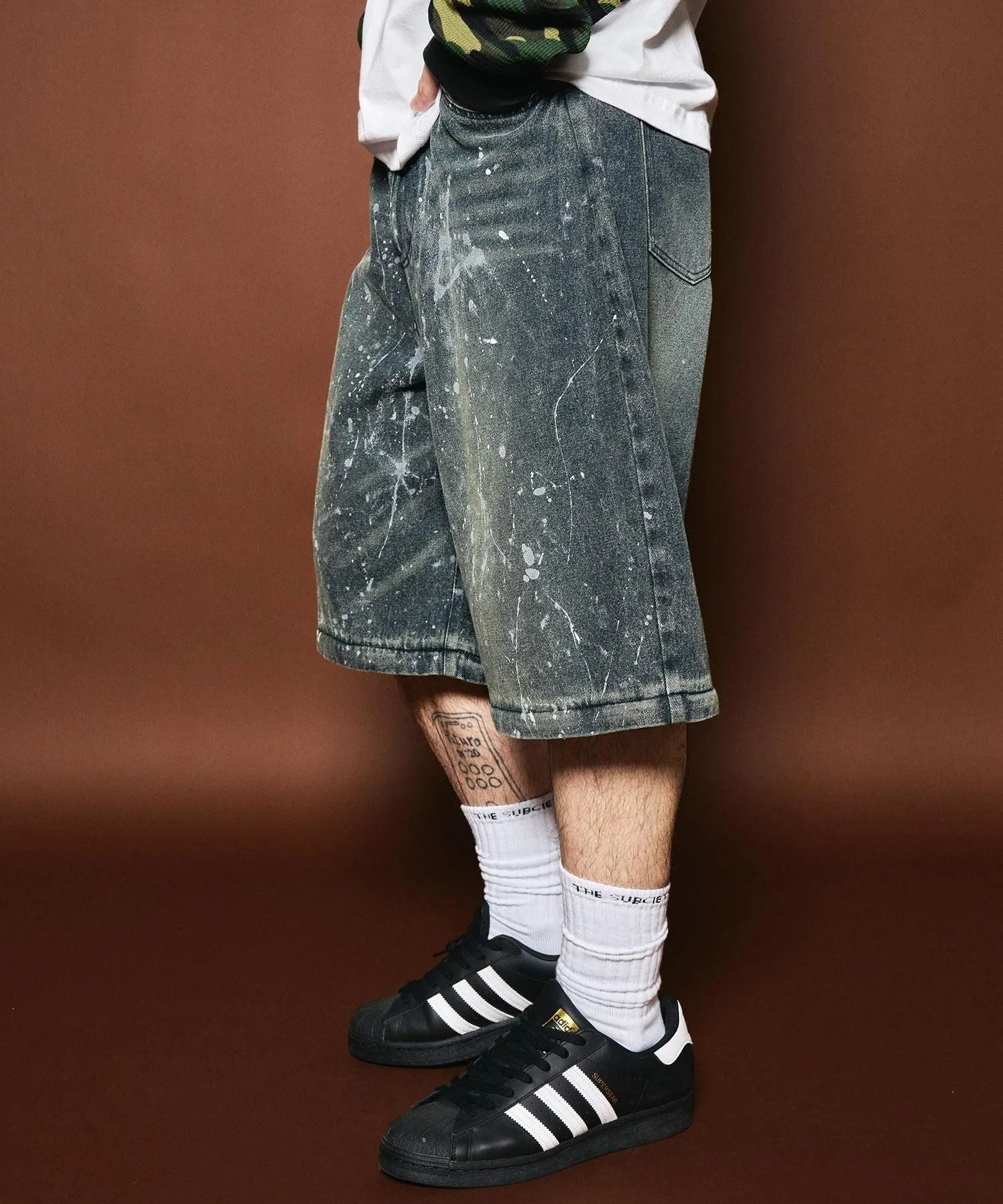Painted 2way denim pants