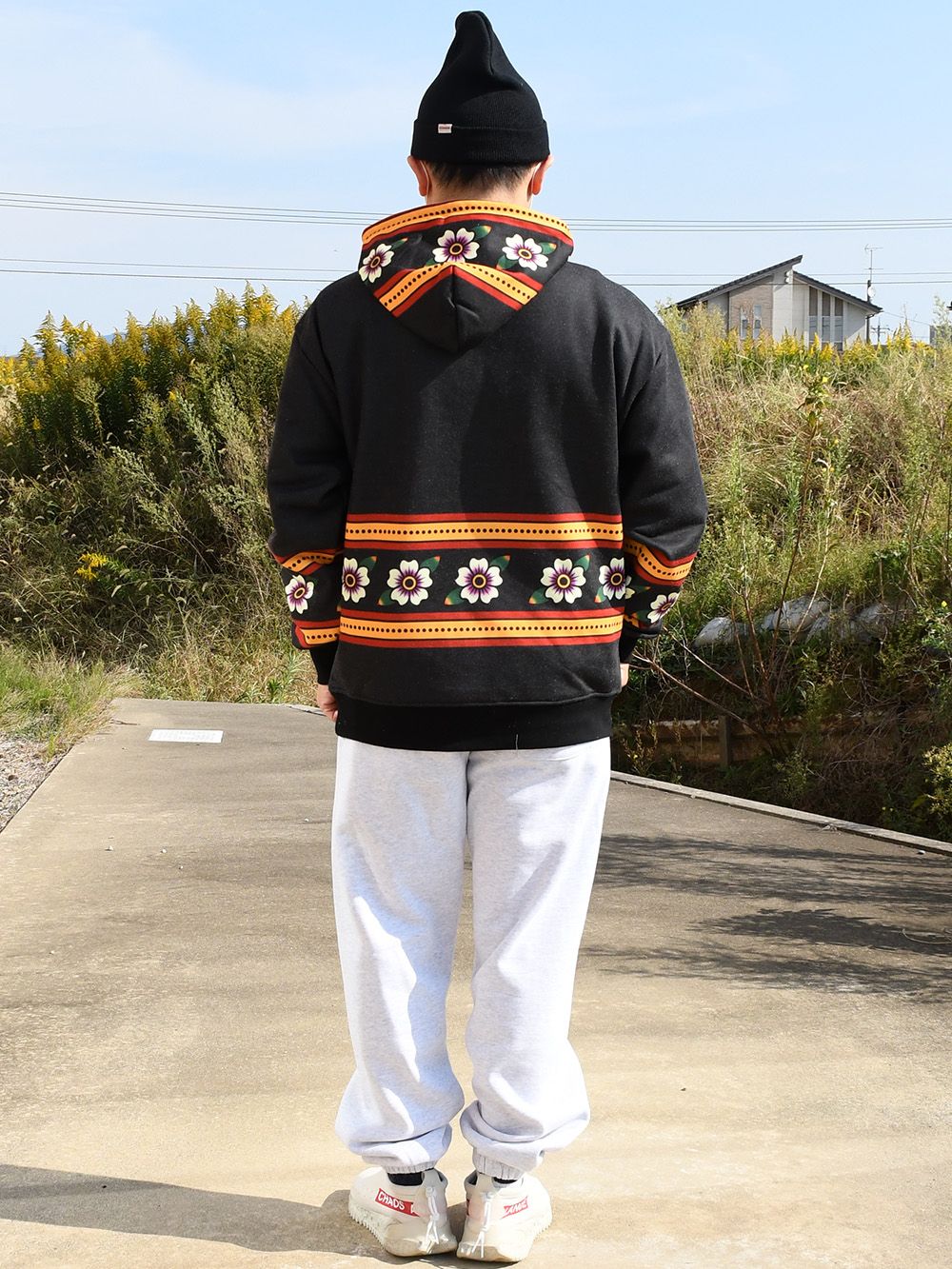 ATTERNED ALL OVER HOODIE : Vintage Flowers