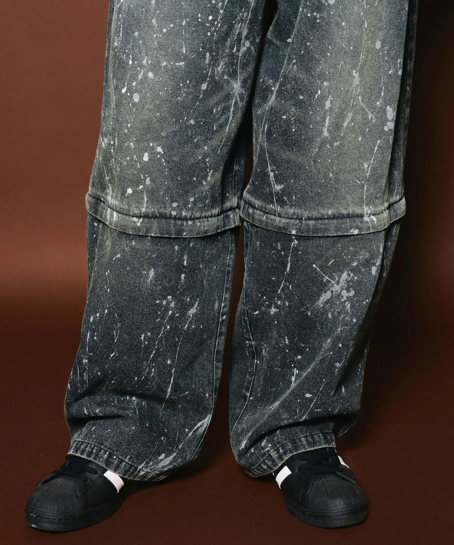 Painted 2way denim pants