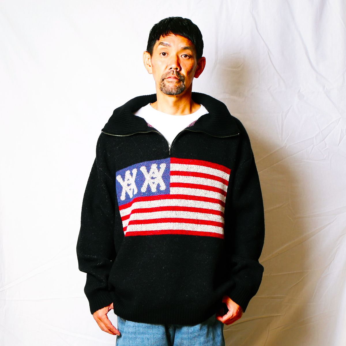 Half Zip Knit -AA Flag