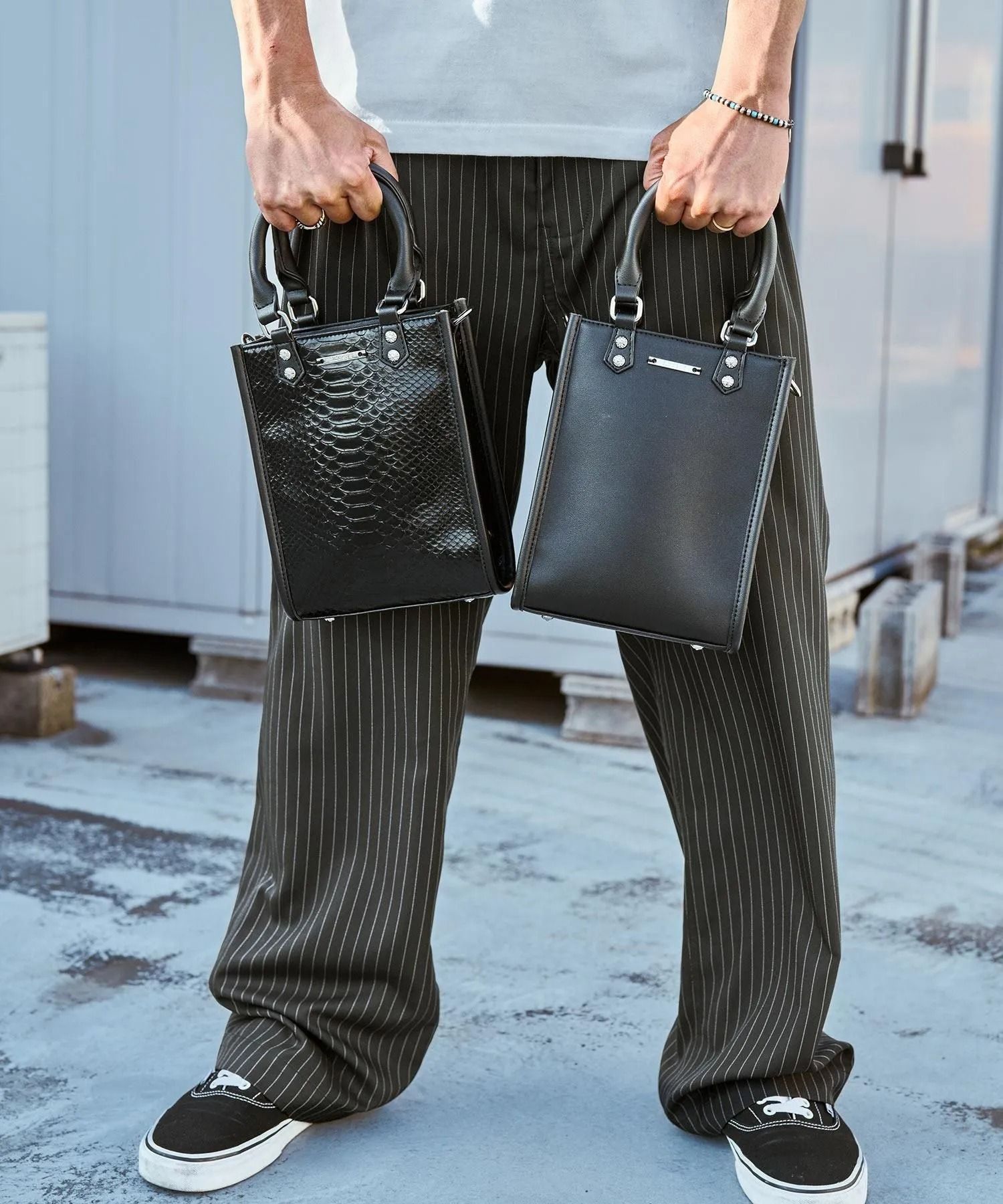Faux leather shoulder tote bag