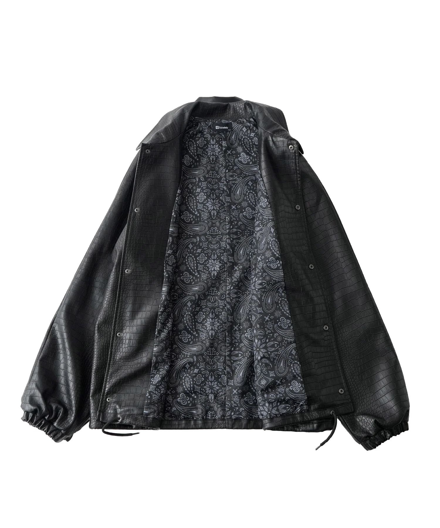 Faux leather coach jacket
