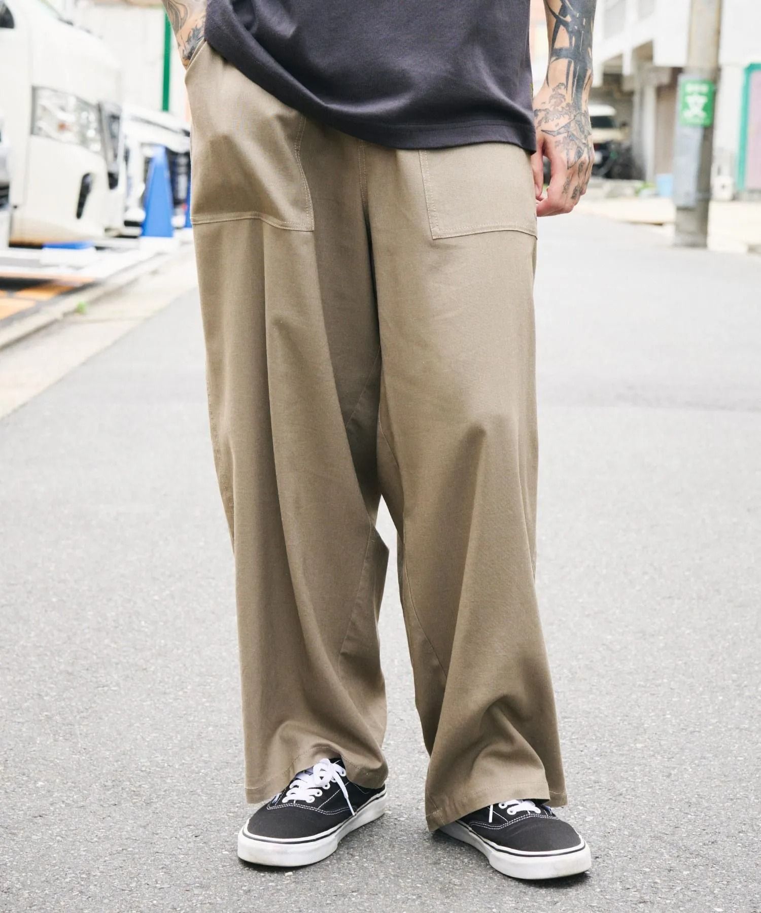 Linen blend baker pants