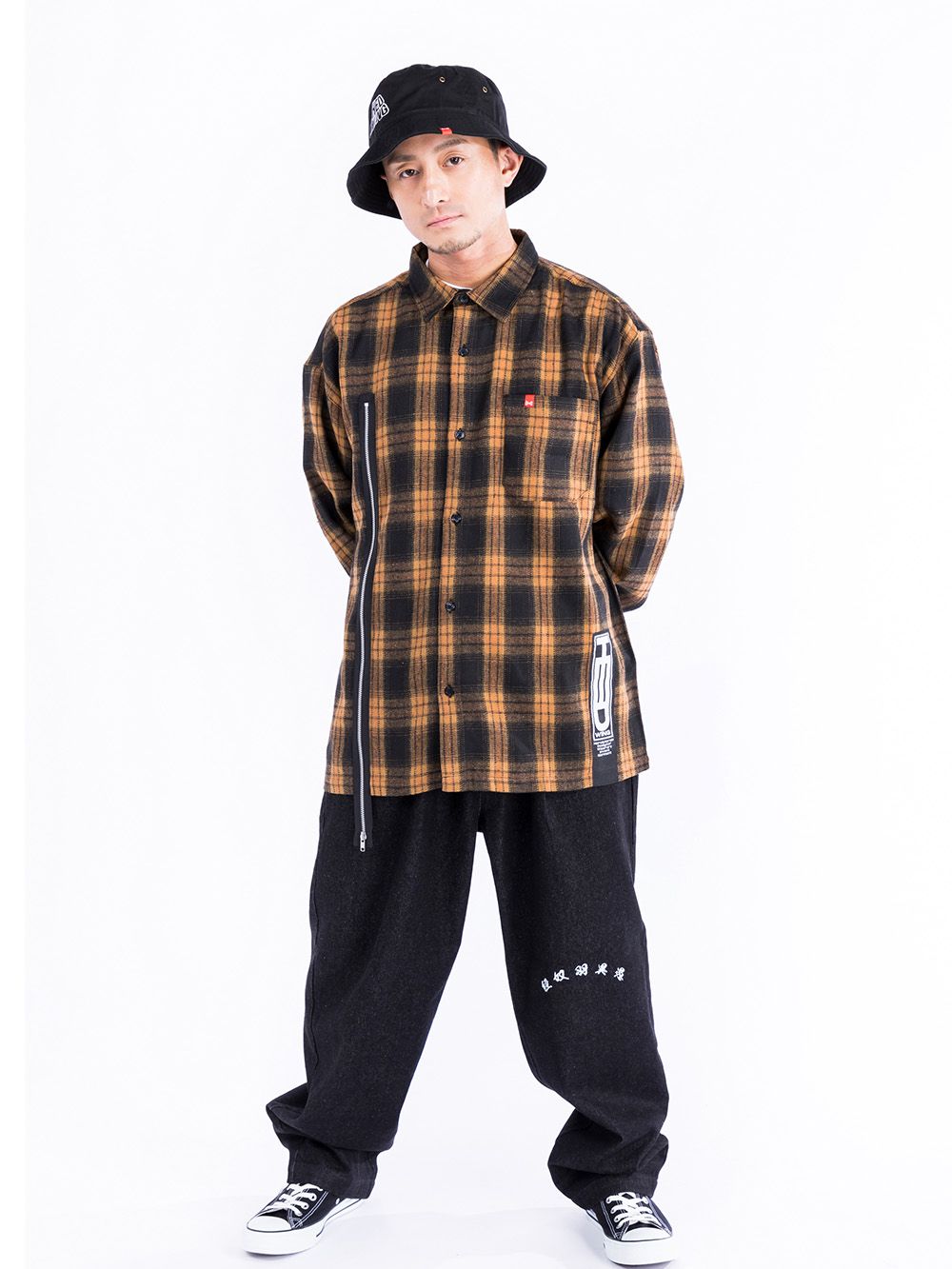 Split Zip Flannel Shirt