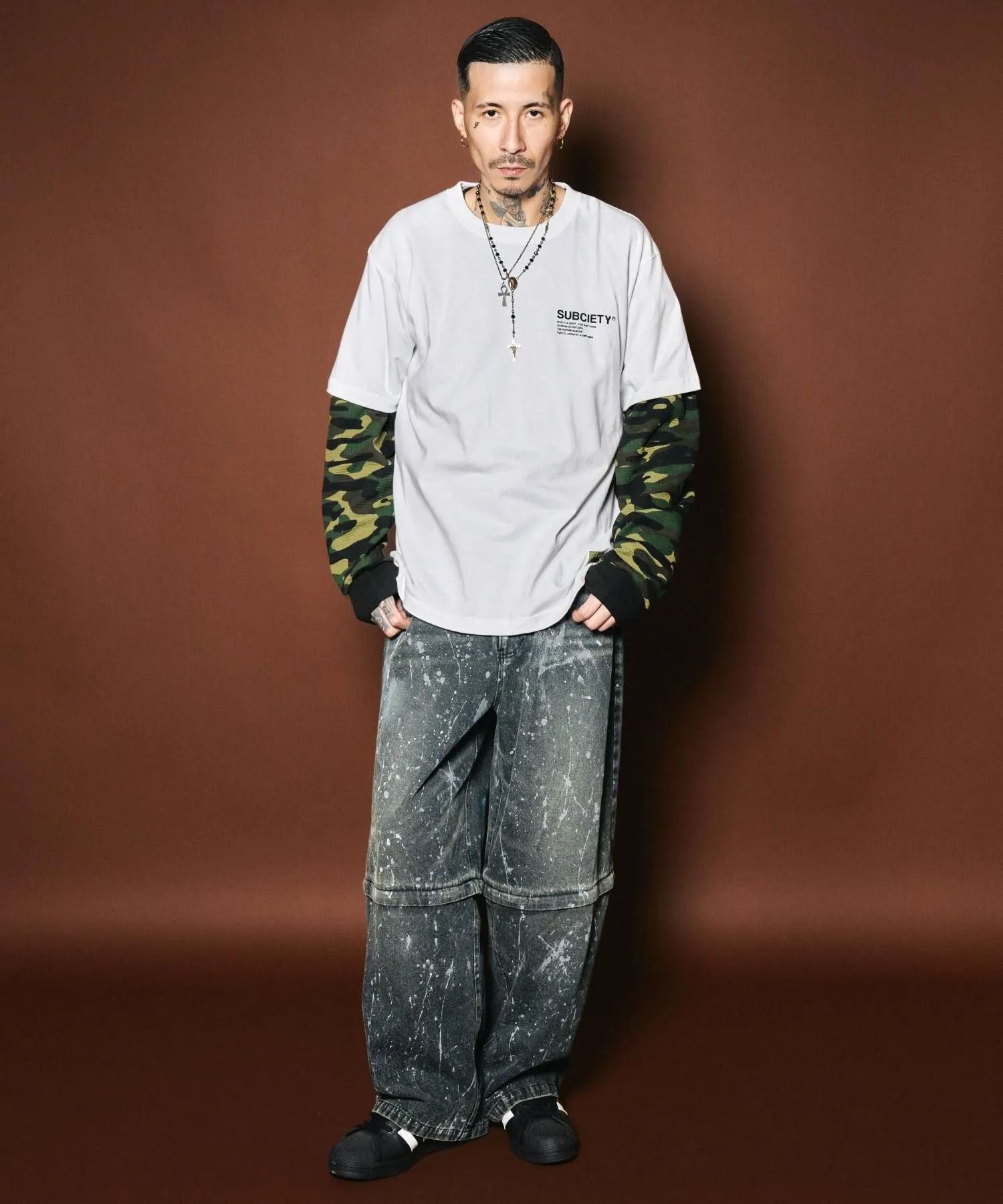 Painted 2way denim pants