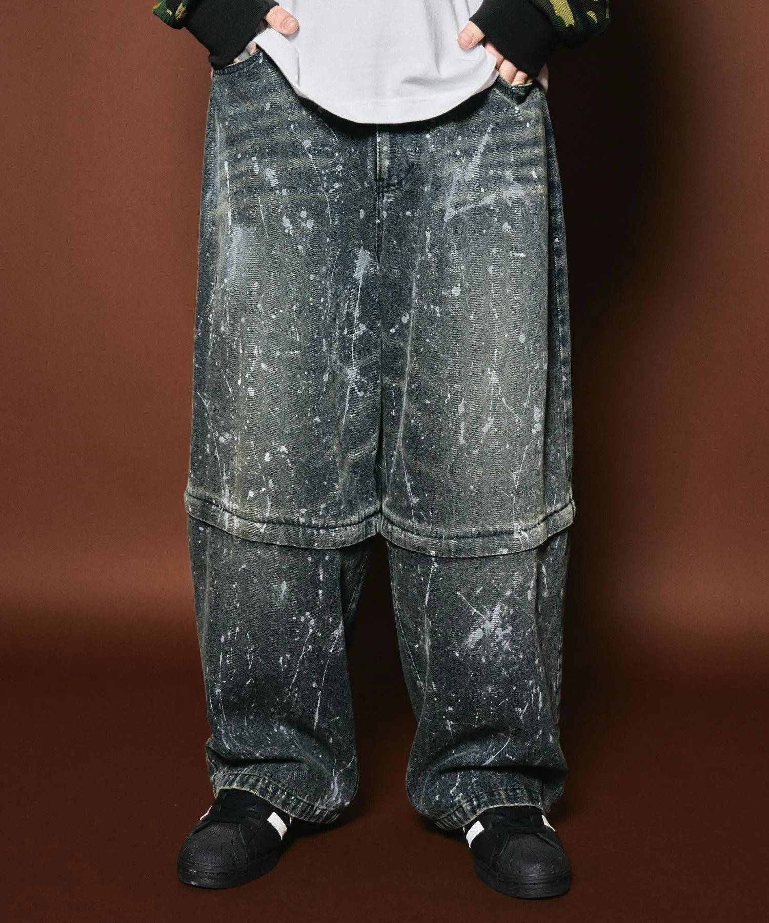 Painted 2way denim pants