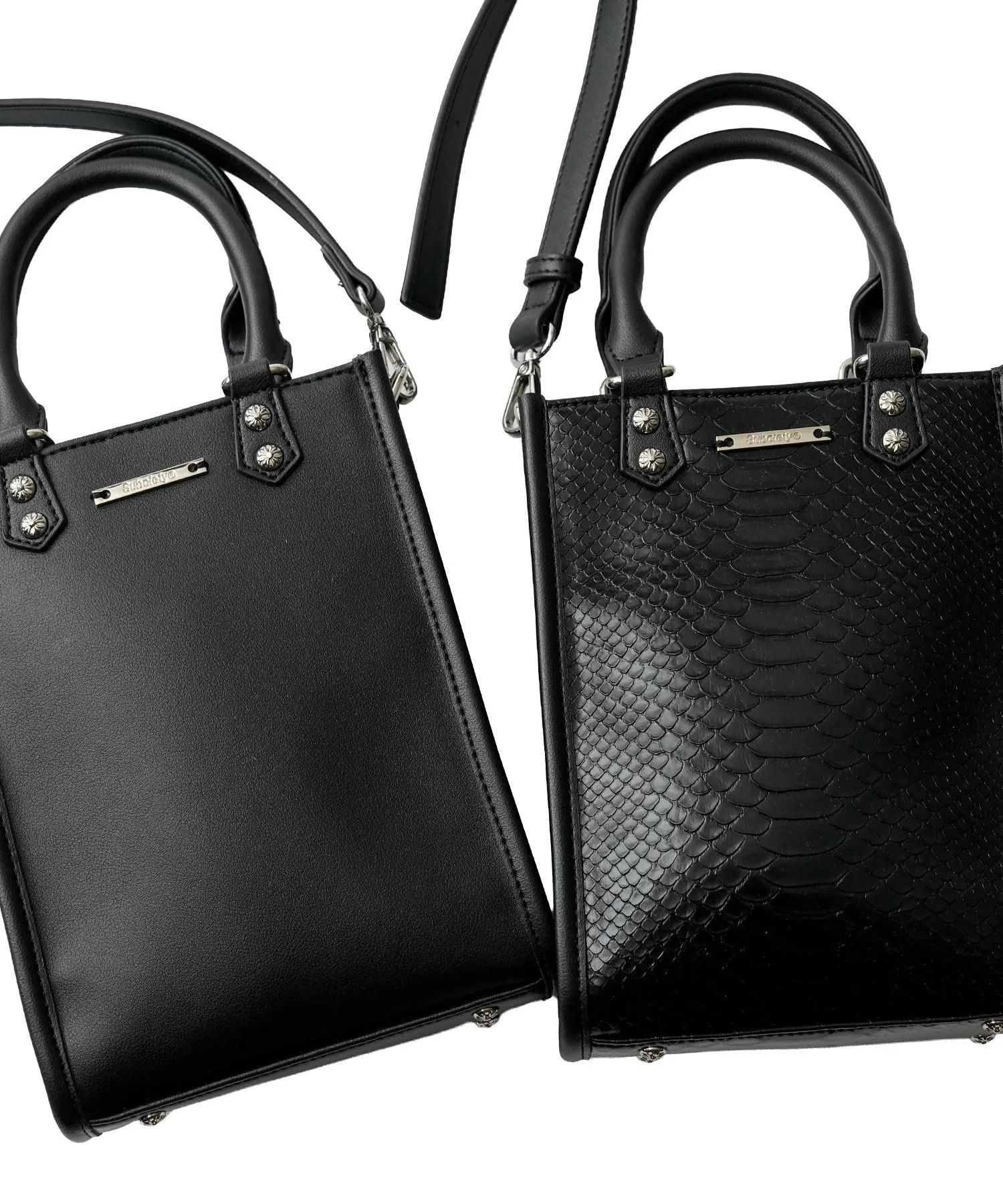 Faux leather shoulder tote bag