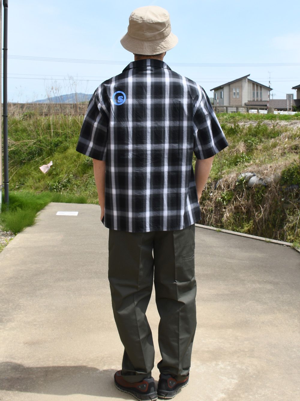 sd colors radial logo s/s check shirts