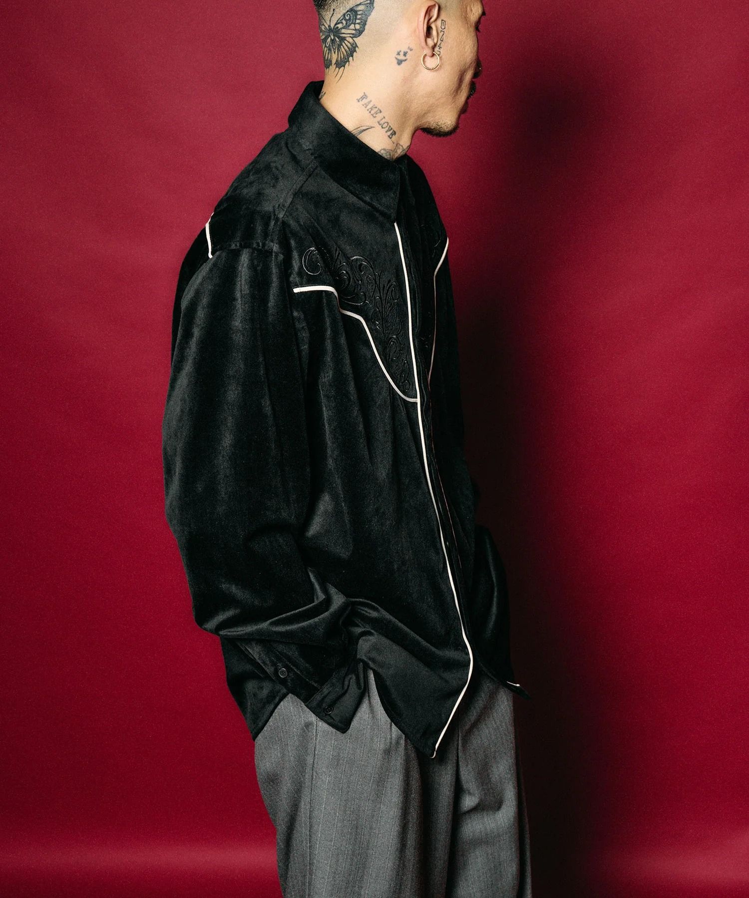 Embroidered velour western shirt