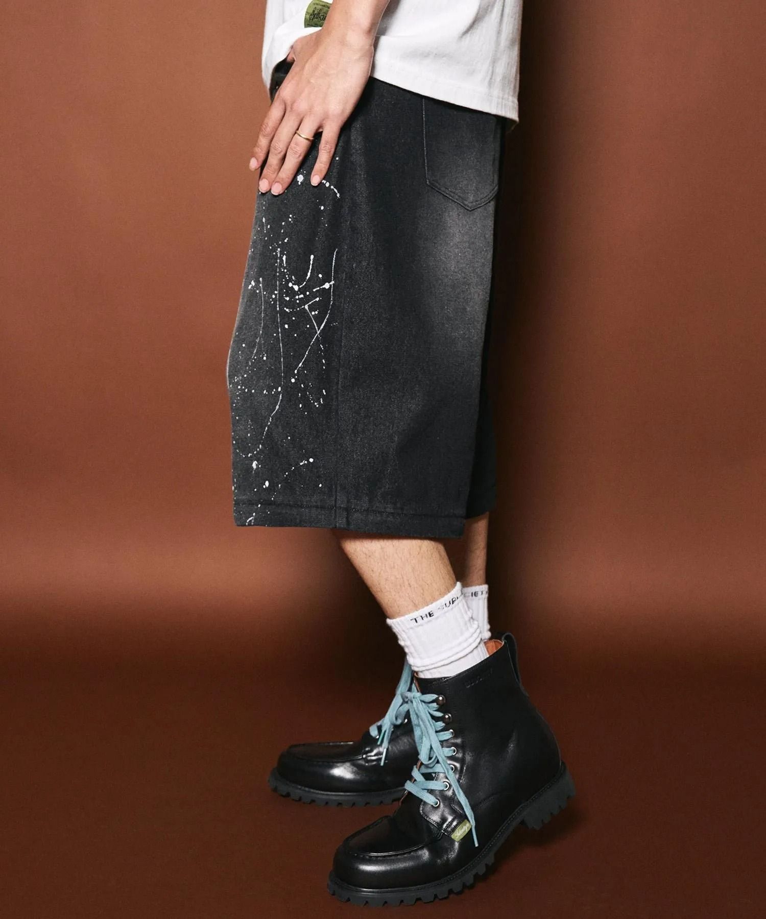 Painted 2way denim pants