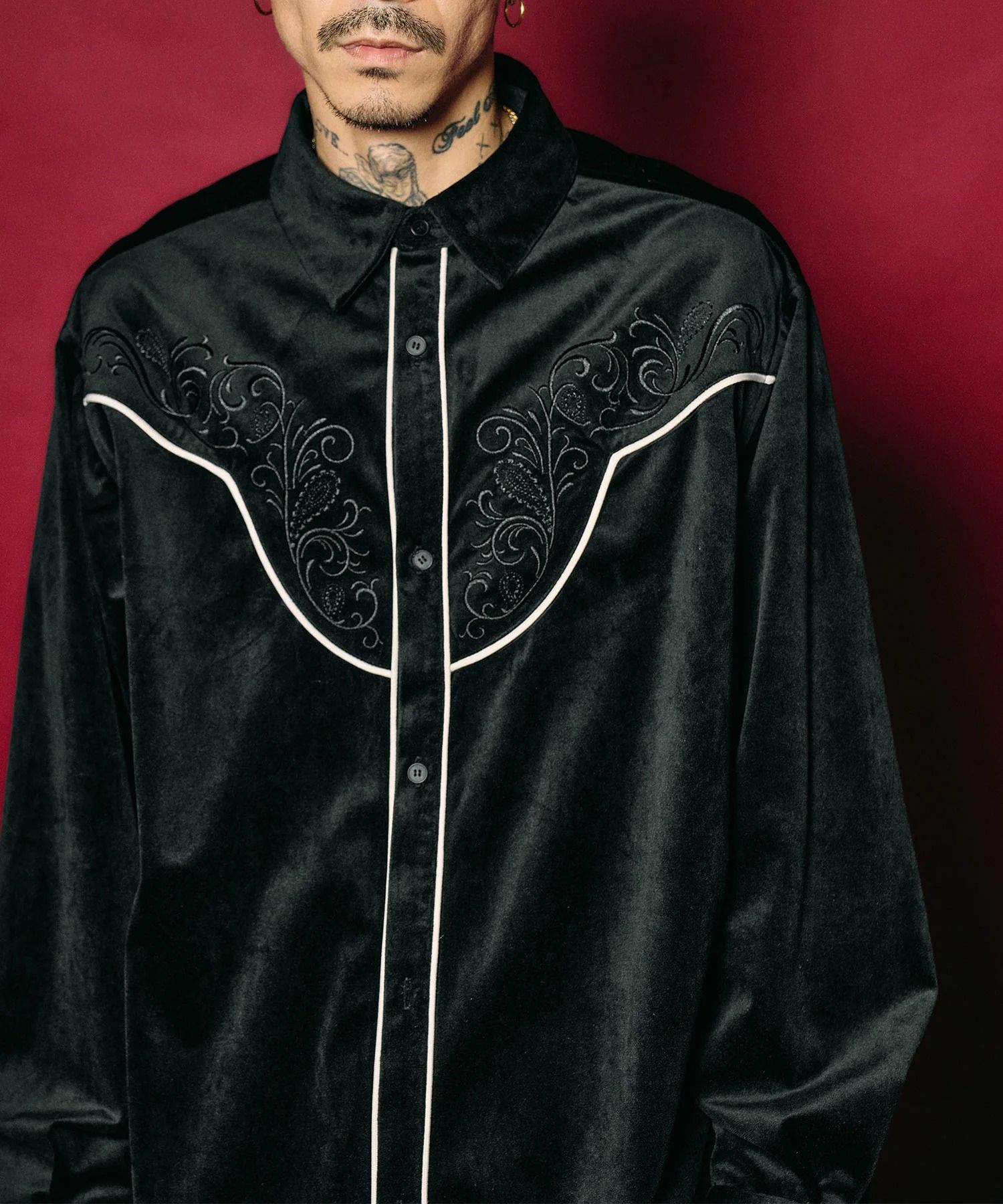 Embroidered velour western shirt