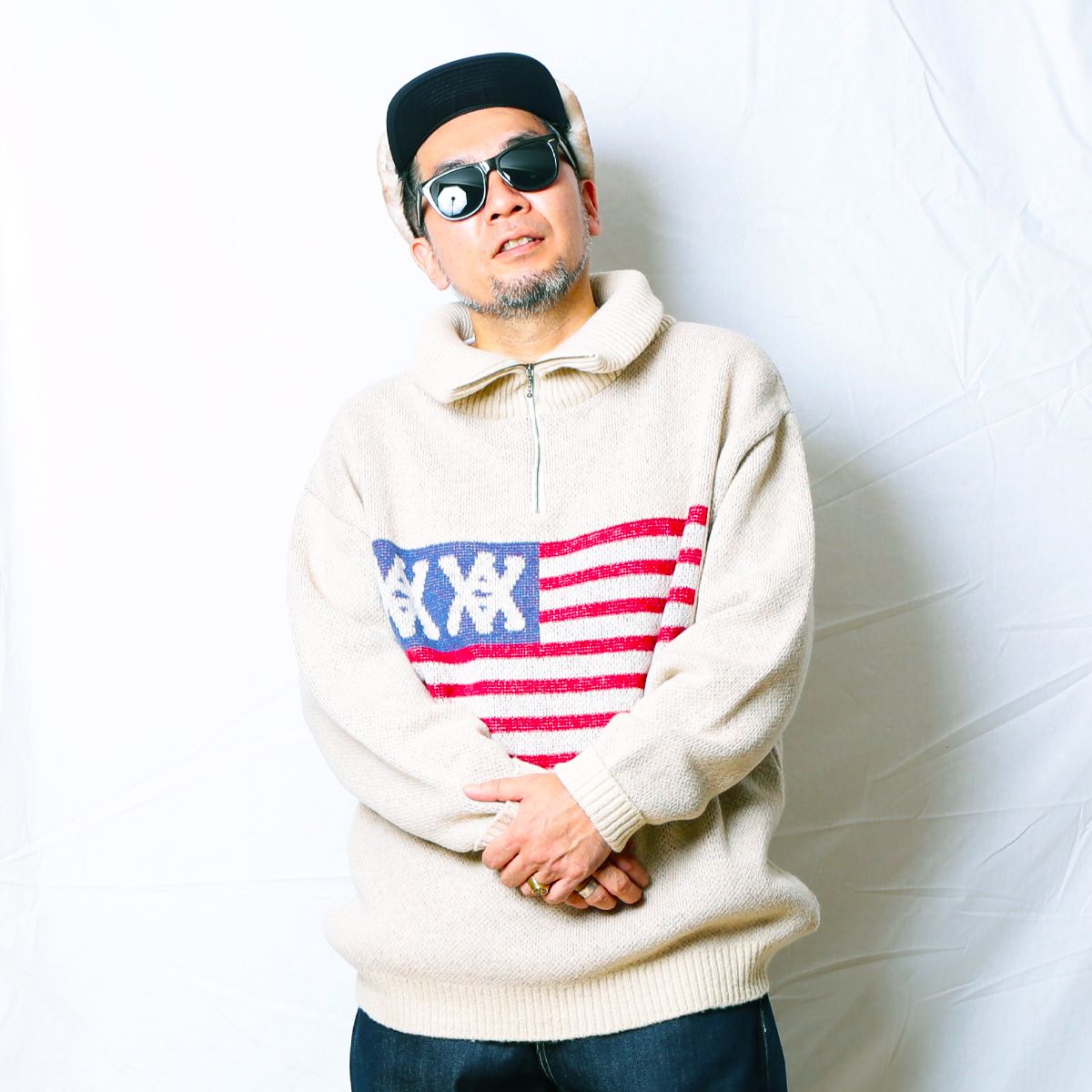 Half Zip Knit -AA Flag
