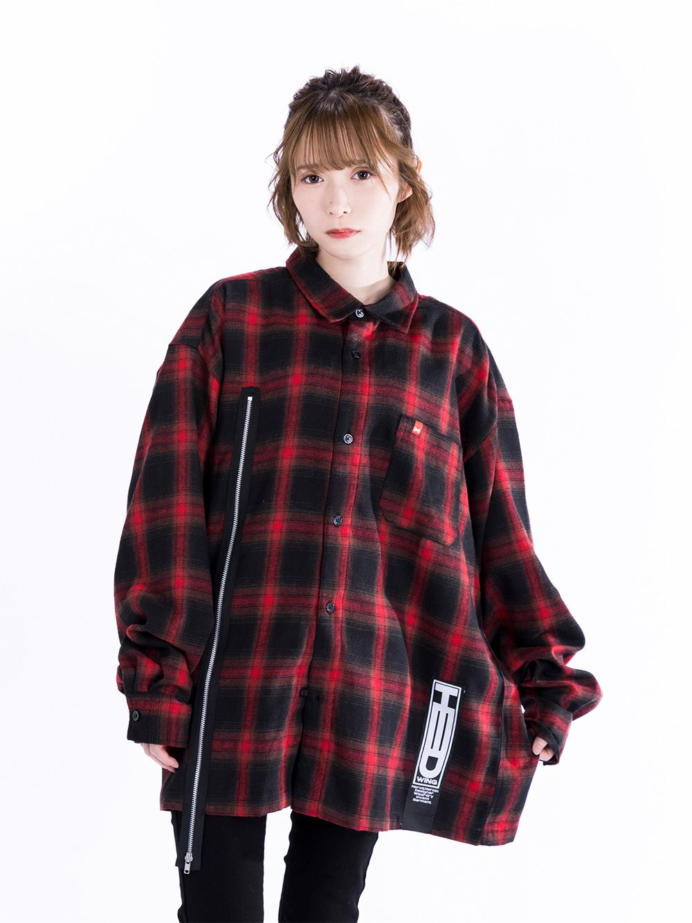 Split Zip Flannel Shirt