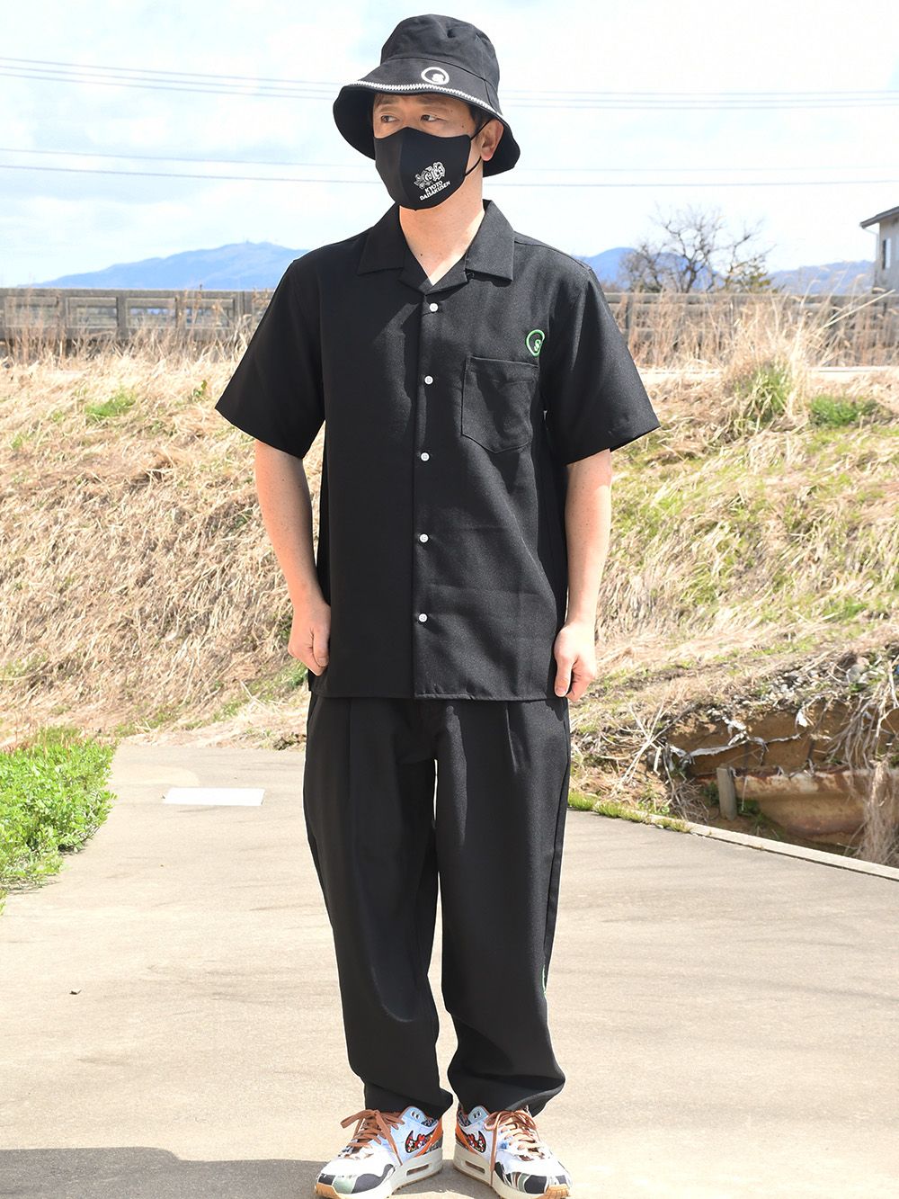 sd retro style wide taperd pants