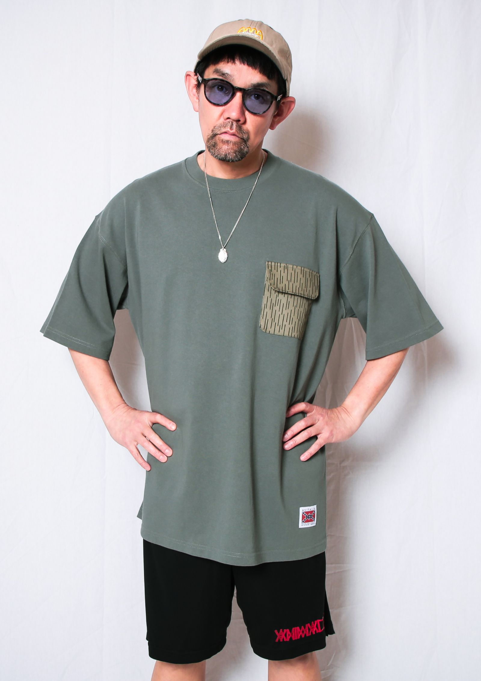 9.1oz Heavy Big Silhouette RAIN CAMO Pocket Tee