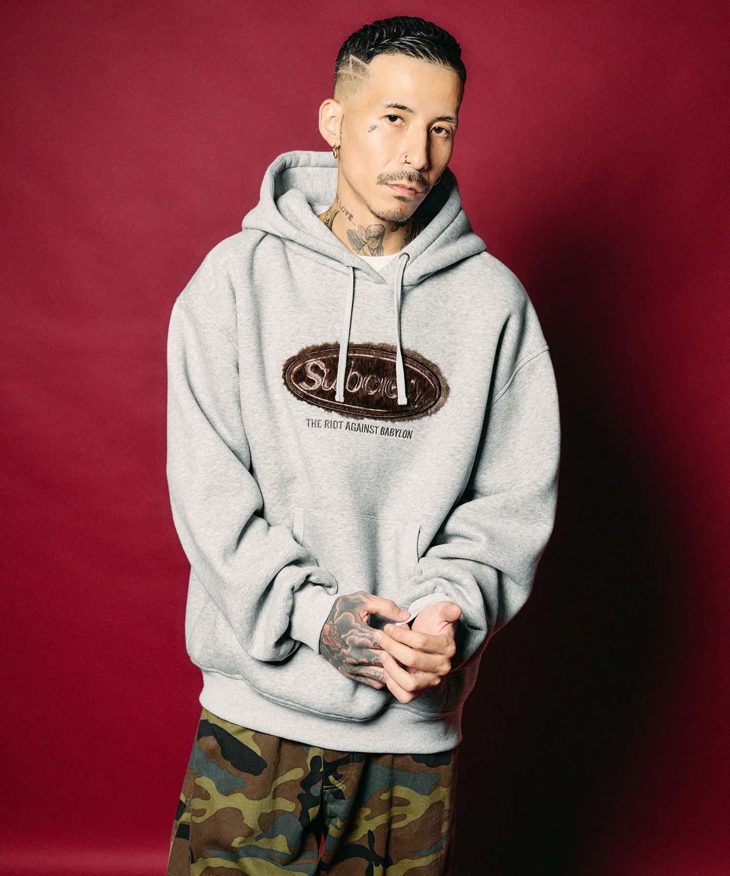 Fur patch hoodie